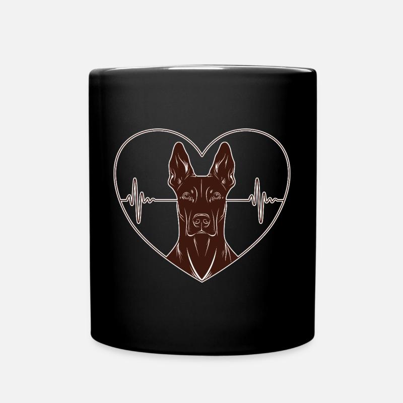 Heart Doberman Design – Rust Look - Full Colour Mug - black