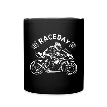 Motorrad Raceday Superbike - Biker und Rennsport - Tasse einfarbig - Schwarz - Vorne