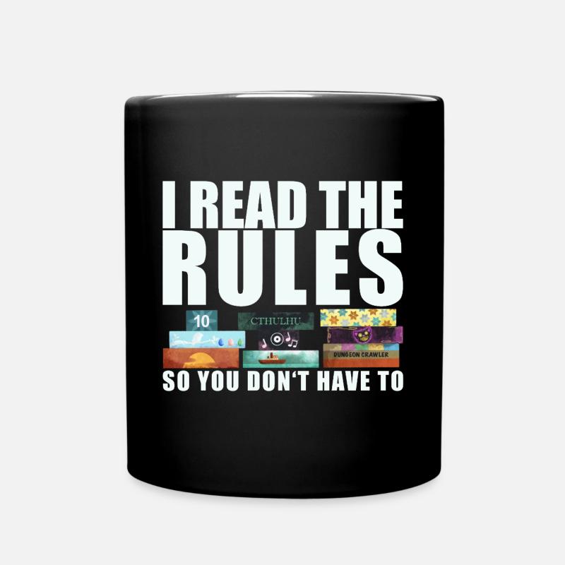 Brettspiele lustiger Spruch - Regeln gelesen - Tasse einfarbig - Schwarz