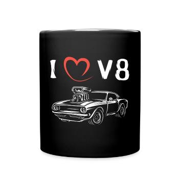 i love v8 american muscle cars - Big Block Cars - Full Colour Mug - black - Front