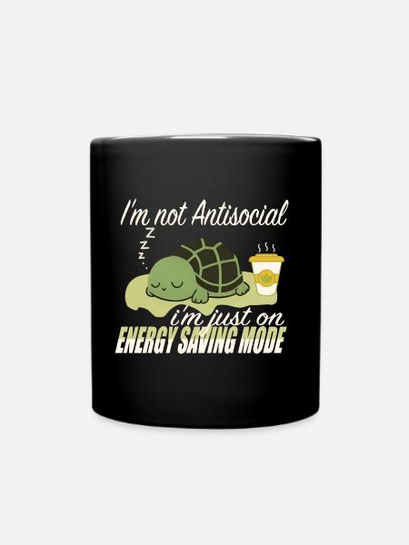 Funny Introvert Quote I’m Just on Energy-Saving - Full Colour Mug - black