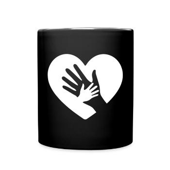 Hand aufs Herz - Tasse einfarbig - Schwarz - Vorne