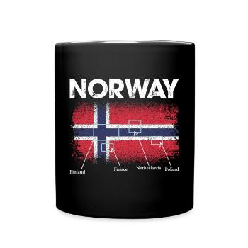 Norway Flag Map Design - Full Colour Mug - black - Front
