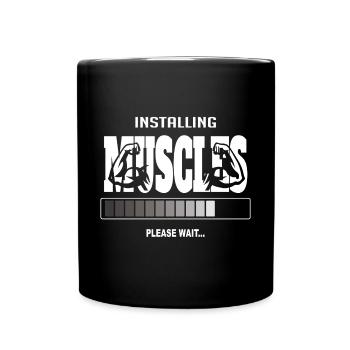 Installing Muscles – Funny Gym Workout - Full Colour Mug - black - Front