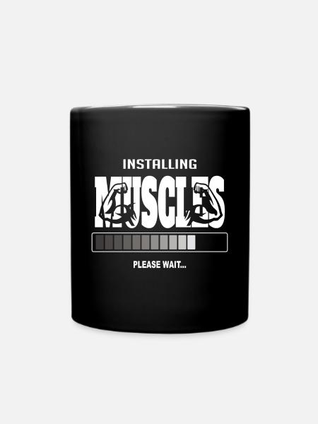Installing Muscles – Funny Gym Workout - Full Colour Mug - black