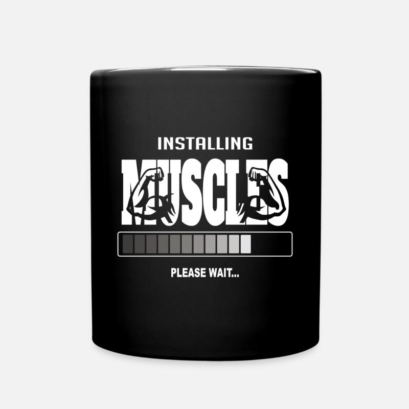 Installing Muscles – Funny Gym Workout - Full Colour Mug - black
