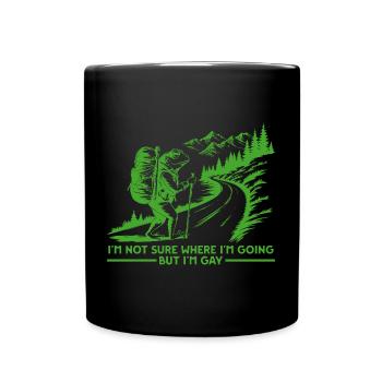 Funny Gay Hiking Frog LGBTQ Pride Adventure - Tasse einfarbig - Schwarz - Vorne