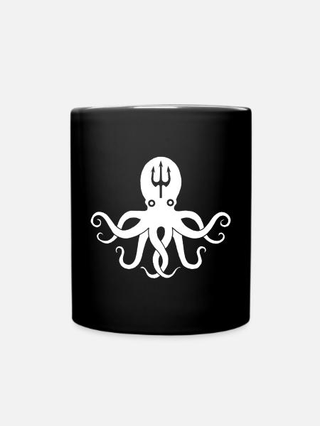 Weißer Oktopus - Tasse einfarbig - Schwarz