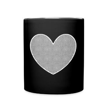 white heart white dotted pattern dots gift - Full Colour Mug - black - Front