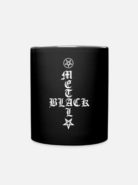 Black Metal - Cross Upside Down avec Pentagram - Mug uni - noir
