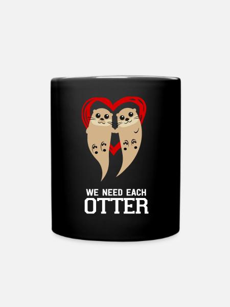 Otter love valentine's day lovers in love - Full Colour Mug - black