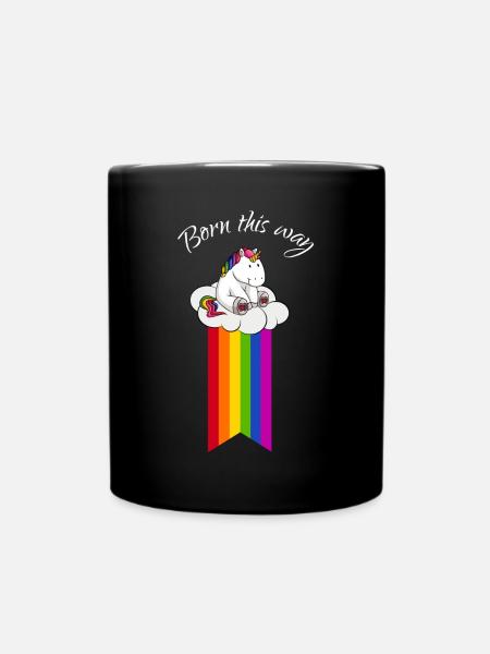 Né comme ça Licorne LGBT Gay Pride Unicorn - Mug uni - noir