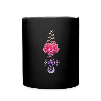 Ethereal Lotus Flower Symbol - Full Colour Mug - black - Front