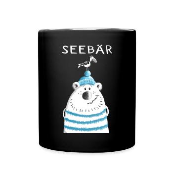 Seebär - Bär - Eisbär - Tiere - Comic - Norden - Tasse einfarbig - Schwarz - Vorne