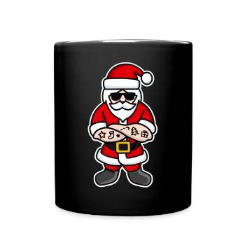 Cool Hipster Rocker Weihnachten Weihnachtsmann - Tasse einfarbig - Schwarz - Vorne