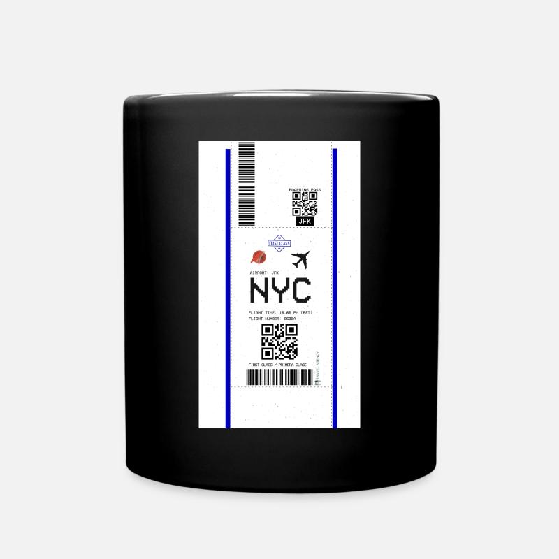 NYC New York Boarding Pass Air Flight Ticket Phone - Tasse einfarbig - Schwarz
