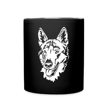 Tschechischer Wolfhund Kopf "Black Edition" - Tasse einfarbig - Schwarz - Vorne