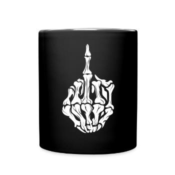 Skeleton middle finger - Full Colour Mug - black - Front