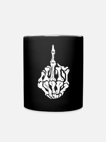 Skelett Mittelfinger - Tasse einfarbig - Schwarz