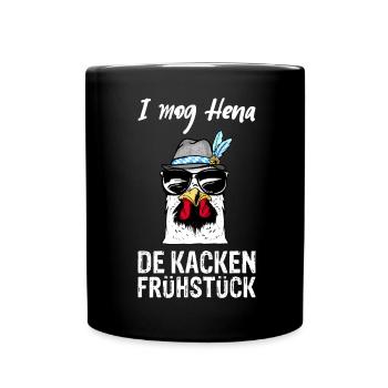 HÜHNER T-SHIRT BAYERISCH BAYRISCH LANDWIRT BAUER - Tasse einfarbig - Schwarz - Vorne