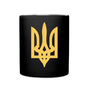 Ukrainische Flagge mit Wappen Gold Ukraine - Tasse einfarbig - Schwarz - Vorne