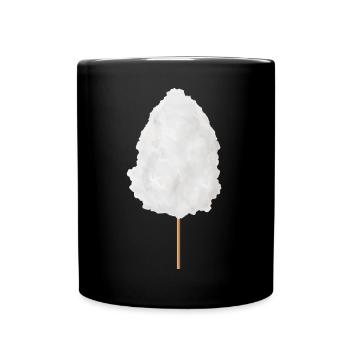 flauschige schneeweiße Zuckerwatte für Kirmes Fans - Tasse einfarbig - Schwarz - Vorne