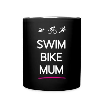 Triathlon – Swim Bike Mama - Tasse einfarbig - Schwarz - Vorne