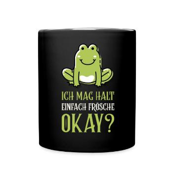 Frosch Laubfrosch Ich Mag Frösche - Tasse einfarbig - Schwarz - Vorne