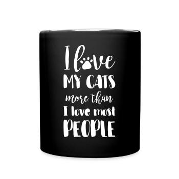 CHER CHAT AMOUR CHATS MIETZE KITTY MIAU MOTIF - Mug uni - noir - Devant