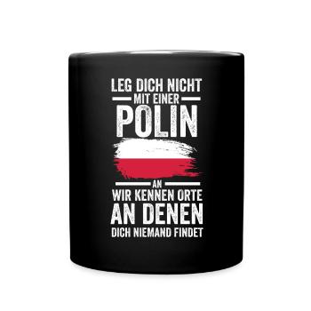 Polska Polen Polin Polnisches - Tasse einfarbig - Schwarz - Vorne