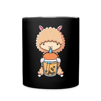 Bubble Milk Tea Llama trinkt Boba Milchtee - Tasse einfarbig - Schwarz - Vorne