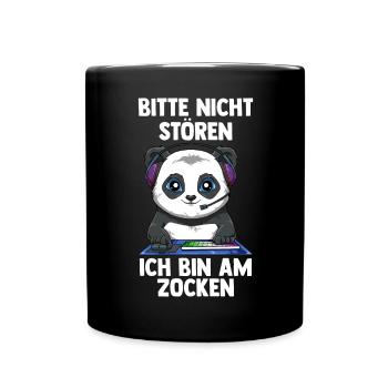 Gaming Panda - Computerspiele Videospiele - - Tasse einfarbig - Schwarz - Vorne