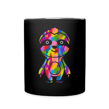 Faultier Bunt - Tasse einfarbig - Schwarz - Vorne