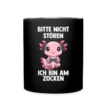 Gaming Axolotl - Computer Spiele Videospiele - - Tasse einfarbig - Schwarz - Vorne