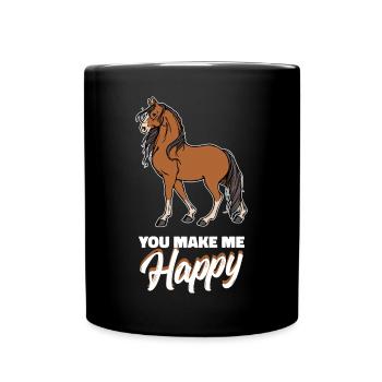 Hengst Pferde Statement Islandpferde Pferdefan - Tasse einfarbig - Schwarz - Vorne