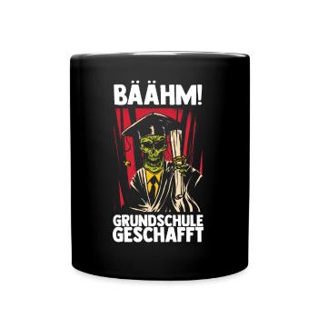 Grundschule geschafft, Schulkind, Geschenkidee - Tasse einfarbig - Schwarz - Vorne