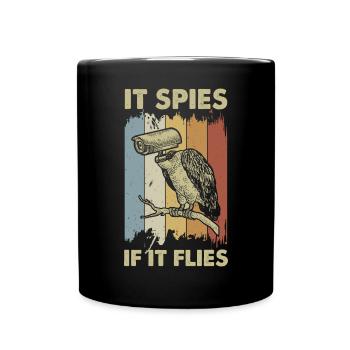 Vintage Spy Monitoring Guard Spy Bird - Full Colour Mug - black - Front