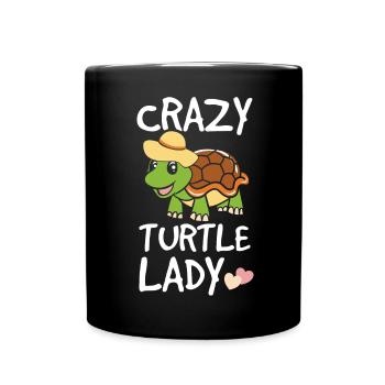 Funny Turtle Crazy Turtle Lady Gift - Full Colour Mug - black - Front