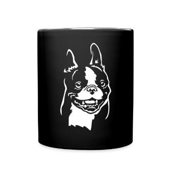 Boston Terrier Kopf "Black Edition" - Tasse einfarbig - Schwarz - Vorne