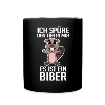 Biber Nagetier Zoo Geschenk - Tasse einfarbig - Schwarz - Vorne