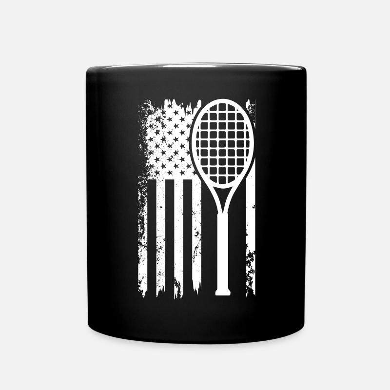 Tennisracket Flagge Retro-Print - Tasse einfarbig - Schwarz
