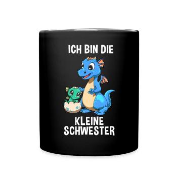 Drachen Große Schwester - Ich bin Die große - Tasse einfarbig - Schwarz - Vorne