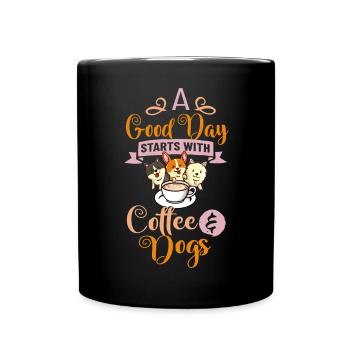 Coffee Dog Machine Puppy Cup Beans - Full Colour Mug - black - Front