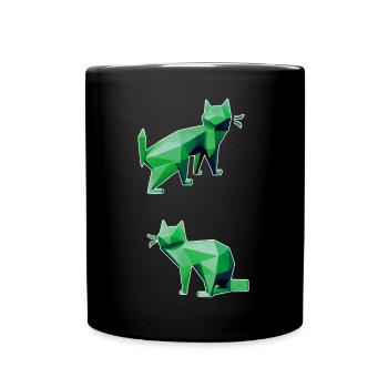 Green Geometry Cats Duo - Full Colour Mug - black - Front