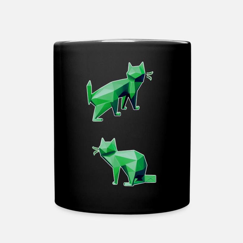 Duo des chats en géométrie verte - Mug uni - noir