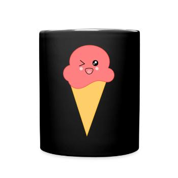 Eis Eiscreme Erdbeereis - Tasse einfarbig - Schwarz - Vorne