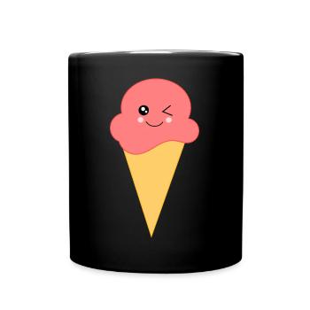 Eis Eiscreme Erdbeereis - Tasse einfarbig - Schwarz - Vorne