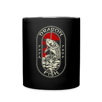 Arowana Japanese Dragon Fish Monster Fish Keeper - Full Colour Mug - black - Front