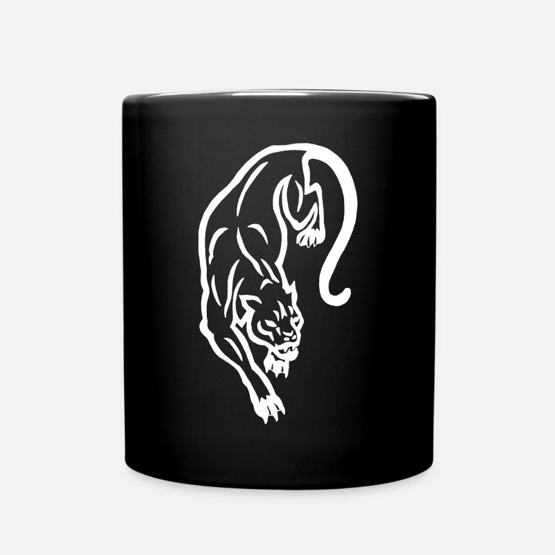 Weiße Panther-Silhouette - Tasse einfarbig - Schwarz