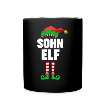 Weinachten Weihnachtself Sohn Elf Elfen - Tasse einfarbig - Schwarz - Vorne